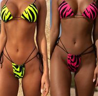 Explosion triangle bag swimsuit Zebra pattern bikini leopard animal print lady system with swimming suit 2019 hot ems gifts