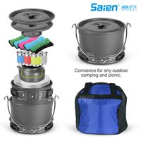 39pcs Camping Cookware Mess Kit for 6 and more, Large Size H...