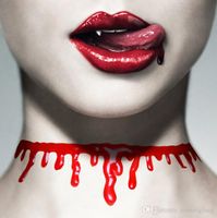 Gothic Horror gruselig Niedliche Halloween tropft Blut Choker Glitter Blut Tropfen Halskette Hollogeen Schmuck Freies Verschiffen