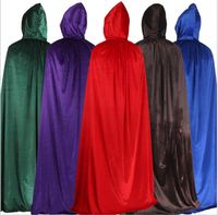 Halloween velvet cloak cosplay long black hooded cloaks thick death magic robe party fancy women girl sexy witch wizard adult cape