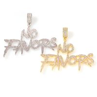 Hombres Hip Hop Iced Out Bling No Favors Letras Collares Collares Micro Pave Zircon Collar de Moda Hombres / Mujeres Hiphop Jewelry
