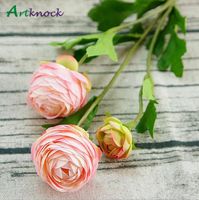 3heads Kunstmatige Ranunculus Asiaticus Rose Fake Flowers Silk Flores Artificialials voor Herfst Bruiloft Decoratie Kunstbloemen