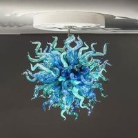 Spark Ball LED Chandelier Lighting Blue Color Blown Glass Ch...