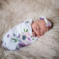 Infante recém-nascido do bebê de gavetas Sacos de Dormir bebê Muslin Blanket + Headband do bebê de algodão macio Cocoon sono Sack Headband 2pcs set A287