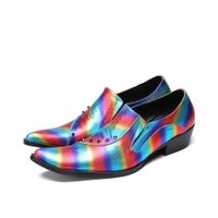 2019 venda Quente Multicolor Homens Sapatos Formais Sapatos Rebites Genuínos Dos Homens De Couro Do Partido Sapatos De Casamento Sapato Dedo Apontado