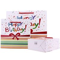 Regalo Wrap 5pcs Happy Birthday Envither Ambientazione ambientale Borsa di carta Kraft con maniglie Imballaggio negozio riciclabile negozio