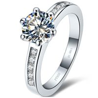 1CT T Marchio di qualità 925 NSCD diamante classico Prongs impostazione anello di fidanzamento 925 femminile gioielli Sterling Silver dell'oro bianco 18K