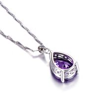 Fashion-Wholesale 925 Sterling Silver Jewelry Pearl Cut Waterdrop Amethyst Pendant Necklace for Women&#039;s Clothing & Accessories X912