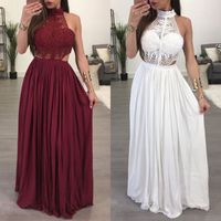 2019 Sıcak Kadınlar Bayanlar Maxi Yaz Uzun Akşam Parti Elbise Plaj Elbise Sundress Beyaz Şarap Kırmızı Giysi Boyutu S-XL