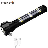 New LED Flashlight 5000 Lumens Solar Power USB Rechargeable Tactical Multi-function Torch Car Emergency Tool Compass