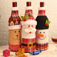 Decoración de la mesa de Navidad Decoración de la botella de vino Cena de la cena del vino rojo Santa Claus Botella de la cubierta Bolsa Conjuntos de la bolsa de la botella de Navidad Año Nuevo DBC VT1022