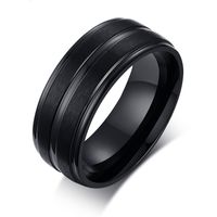 8mm Color negro Moda anillos de los hombres simples Anillo de acero inoxidable Regalo de la joyería para los hombres Chicos J497