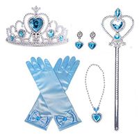 Meisjes Prinses Cosplay Accessoires 5PC Set Crown + Queen toverstaf + Ketting + Handschoenen + Eardrop Kinderen Party Performance Halloween Sieraden C1557