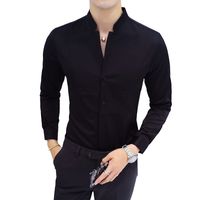 Siyah Kırmızı Beyaz Erkekler Gömlek Uzun Kollu Ince Tasarım Gömlek Standı Yaka Asya Boyut S -5XL