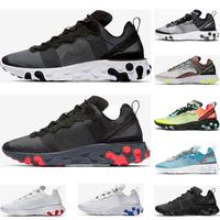 REACT VISÃO 87 55 Mens Running Shoes Preto Iridescente Branco Vasto Grey Honeycomb Schematic Schematic Sail Yellow Sail 55s 87s Homens Mulheres Trainers Sports Sneakers 36-45