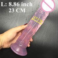8,9 pulgadas 23 cm de largo d: 4,5 cm gran consolador con ventosa pene sexual, pene artificial para mujer mujer producto sexual juguete sexual C18112801