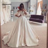 vestido de novia boho vestido de noiva querida fora do ombro cetim bola vestido vestido de noiva 2021 vestido de noiva