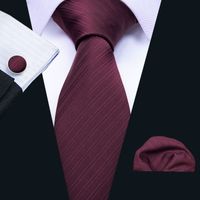Tie Set Burgund Solid Color Jacquard Woven Seide Krawatte Einstecktuch Cuffs 8.5cm und weise Männer Zubehör Schnelle Lieferung N-5085