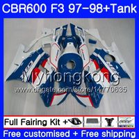 Body +cowling hot blue Tank For HONDA CBR 600 FS F3 CBR600RR CBR 600F3 97 98 290HM.8 CBR600 F3 97 98 CBR600FS CBR600F3 1997 1998 Fairings