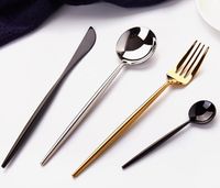 Posate in acciaio inox Set servizio di stoviglie forchette coltelli Cucchiaio superiore in acciaio inox Steak Knife Fork partito Posate d'oro Posate