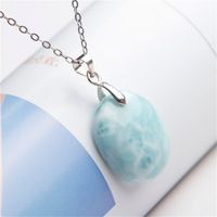 Groothandel-echte sieraden hanger ketting natuurlijke blauwe larimar kristallen edelsteen ronde kraal charme hangers voor vrouw