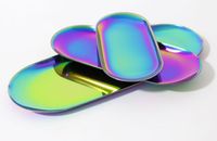 color arcobaleno colorato di immagazzinaggio del metallo vassoio ovale dell'oro tratteggiata piatto di frutta piccoli oggetti Jewelry Display Tray