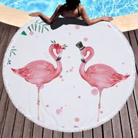 Amore Flamingo Telo da bagno Telo rotonda con la nappa esterna Tovaglietta per Beach Blanket Viaggi Sandless Sunblock Scialli per gli uomini