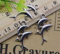 6~50pcs Retro Cute Dolphins Alloy Charm Pendant Jewelry Making DIY 24x23mm