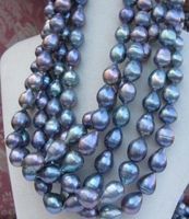 Gratis frakt Hot Big 11-13mm South Sea Black Blue Barock Pearl Necklace