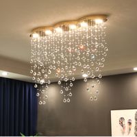 Kristal Avizeler Odası Şerit Kristal Asılı Lamba Basit Modern Dikdörtgen Sanat Restoran Yemek Masası Kolye Işık Bar