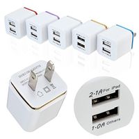 Hoge kwaliteit 5v 2.1 / 1A Double US AC Travel USB Wall Charger voor Samsung Galaxy HTC Cell Phones Adapter