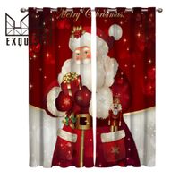 Exquisite House Merry Christans Santa Room Curtains Large Wi...