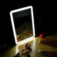 Ledd fåfänga pekskärm makeup spegel fåfänga förstoringsljus 180 graders rotationsbord bänkskiva kosmetika badrum spegel