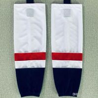 Nouvelles chaussettes de hockey sur glace Chaussettes d'entraînement 100% Polyester Pratique Chaussettes Matériel de hockey blanc