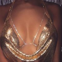 Gorgeous Body Chain Necklace Shiny Simple Bikini Nightclub Charms Crossover Bra Jewelry for Women and Girls