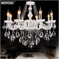 Белый элегантной современной люстры светло-стекло лобби хрустальные подвески света lusters pendeluchte с 8 лампами для гостиной