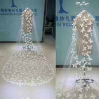 In Stock Wedding Veils Butterfly Appliques Bridal Veils Whit...