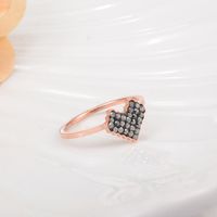 316 roestvrij staal liefde hart van zwarte kristallen ring voor vrouw titanium staal Koreaanse stijl vrouwen imitatie diamanten ring in rose goud