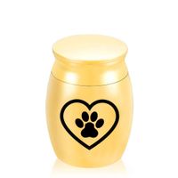 Paw Print Heart Type Engraved Metal Mini Memorial Casket Jewelry Funeral Cremation Urn for Human/Pet Ashes 30x40mm