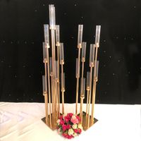 10 unids flores jarrones vela titulares de carreteras mesa de plomo central oro metal soporte pilar candelabro para la boda candelabros