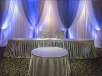 10ft x 20ft White Wedding Backdrop with royal blue Swags Wed...
