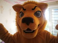 Högkvalitativa riktiga bilder Deluxe Brown Lion Mascot Kostym Mascot Tecknad Karaktär Kostym Vuxen Storlek Gratis frakt