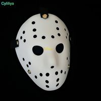 Darmowa wysyłka Halloween Biały Porowate Mężczyźni Maska Jason Voorhees Freddy Horror Movie Hokej Straszny Maski na Party Kobiety Masquerade