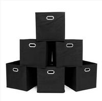 ventas al por mayor el envío libre US STOCK plegable de tela de almacenamiento papeleras Conjunto de 6 Cubby cubos con asas Negro