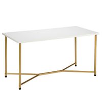 Waco Gold Mid Century Enkelt soffbord, Vardagsrumsmöbler, Järnben Vattentät Centrum Cocktail Tea End Tabeller Vit