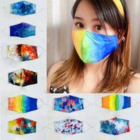 Buz moda yüz filtresi nefes tasarımcı yüz maskeleri ile ayarlanabilir koruyucu maske toz maskesi baskı tam polyester kravat-boya ipi