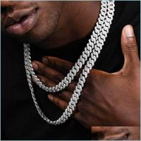 Chains Chains Cuban Link Chain For Men Iced Out Sier Gold Rapper Necklaces Fl Miami Necklace Bling Diamond Hip Hop Jewelry Choker Dr Dh3Io
