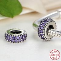 Wholesale 925 Silver Diamond Charms Beads loose beads DIY fit European Bangle Bracelets For Pandoras Style jewelry COLOR