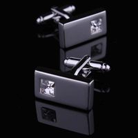 Wholesale High Quality Crystal Silver Cufflink For Shirt French Cufflinks Fathers Day Gifts For Men Jewelry Wedding Cuff Links W134