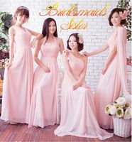 Wholesale Elegant Mix Style Real Photos Chiffon Sweetheart Strapless Ruffle A line Bridesmaid Dresses Formal Dresses Custom Made Under